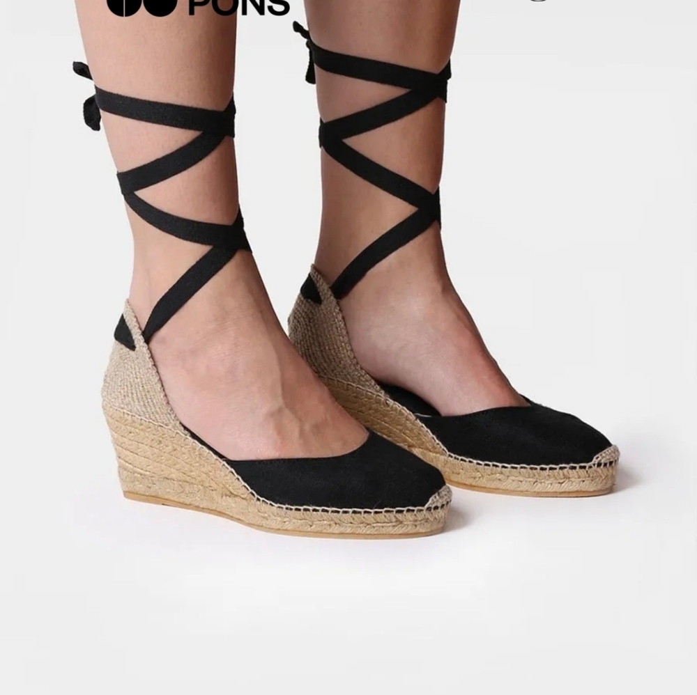 Toni Pons Calonge wedge espadrilles in black. Size US 6.5. New.